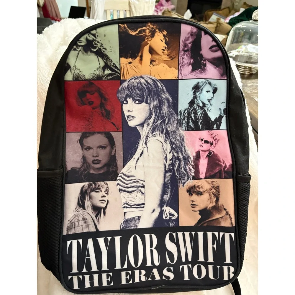 Taylor Swift The Eras Tour Backpack Black Multi Color Kids School Bag with Charm